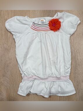 Vintage Gymboree 2013 Surf Adventure White Peasant Shirt Flower Girl Size 5